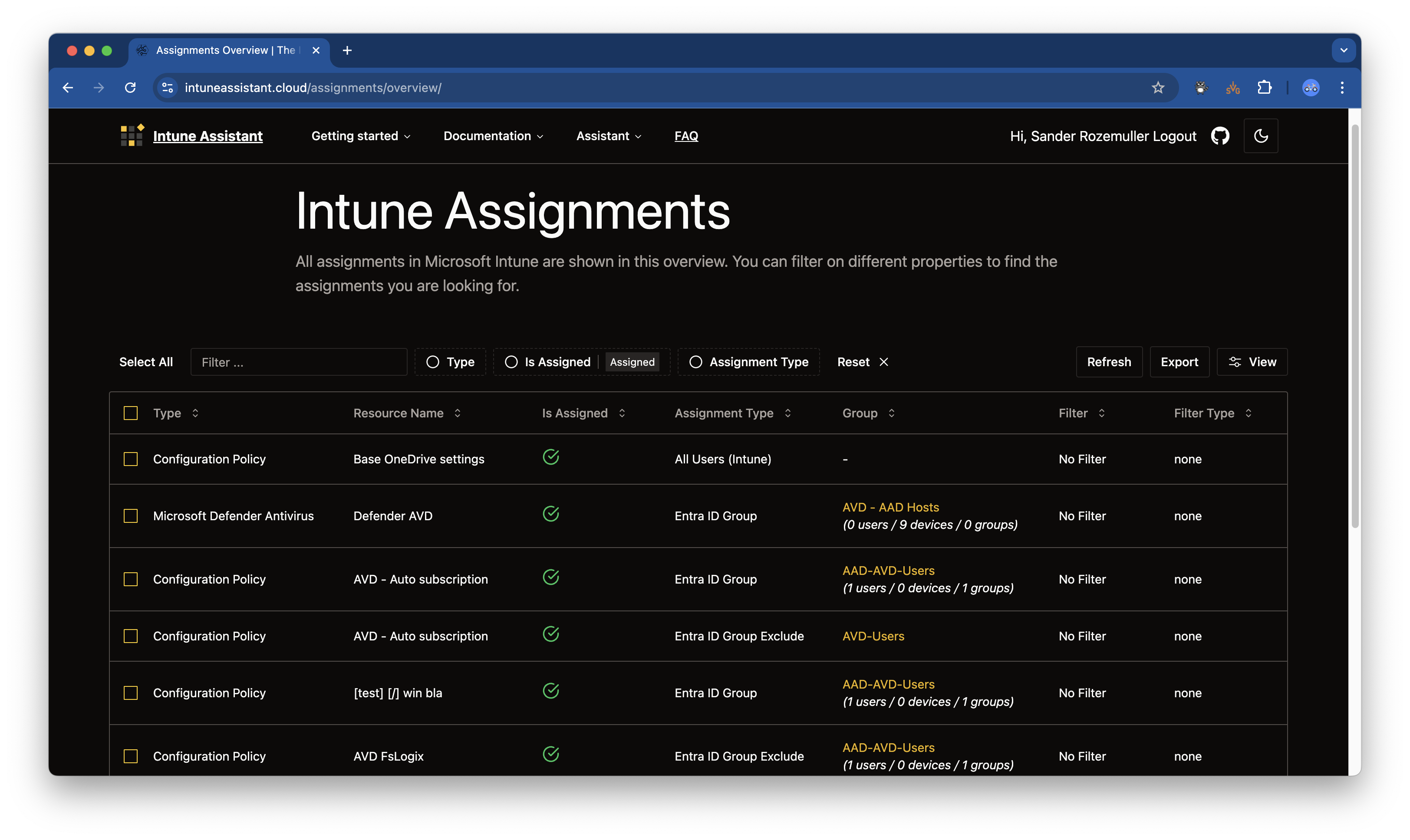 Intune Assistant Assignments